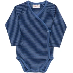 People Wear Organic Langarm Wickel-Body Jeansblau Gestreift
