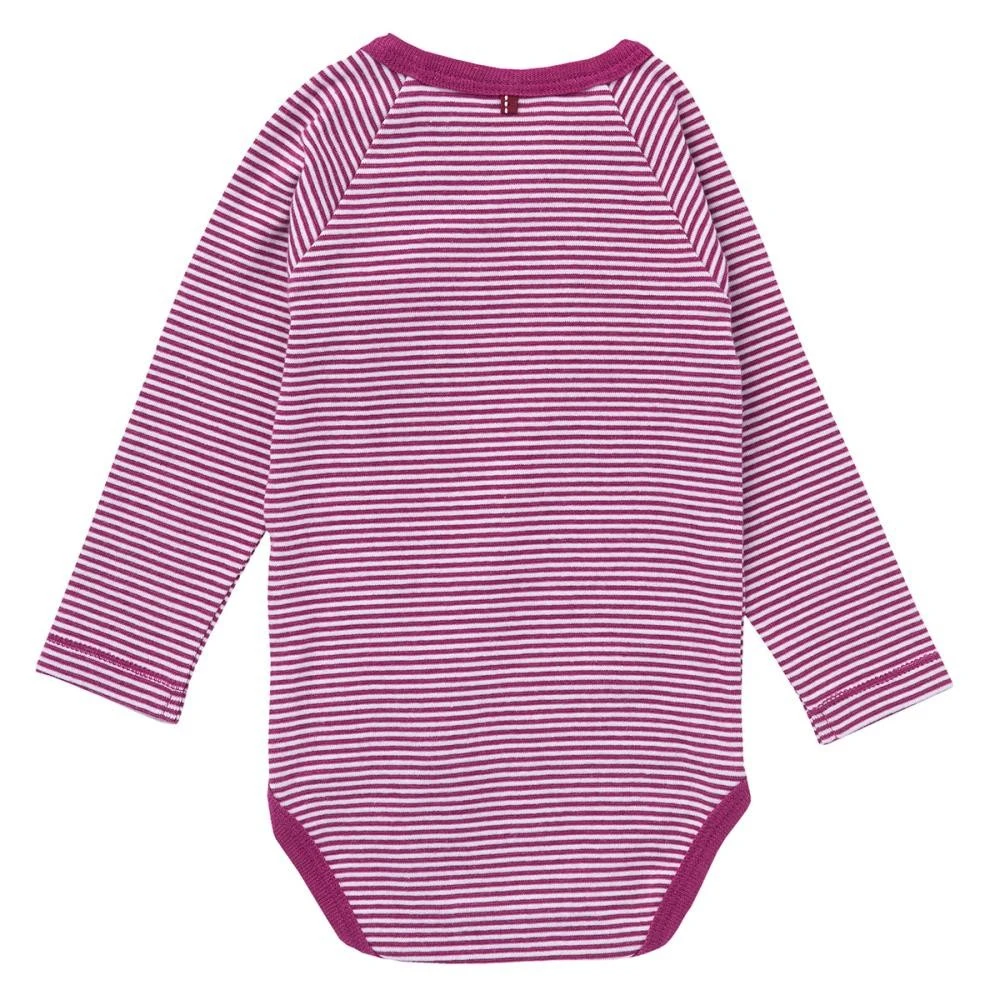 Wickelbody Langarm Beere/weiß Gestreift Body Bio-Baumwolle 2 Wickelbody Langarm Beere/weiß Gestreift Body Bio-Baumwolle – Bild 2