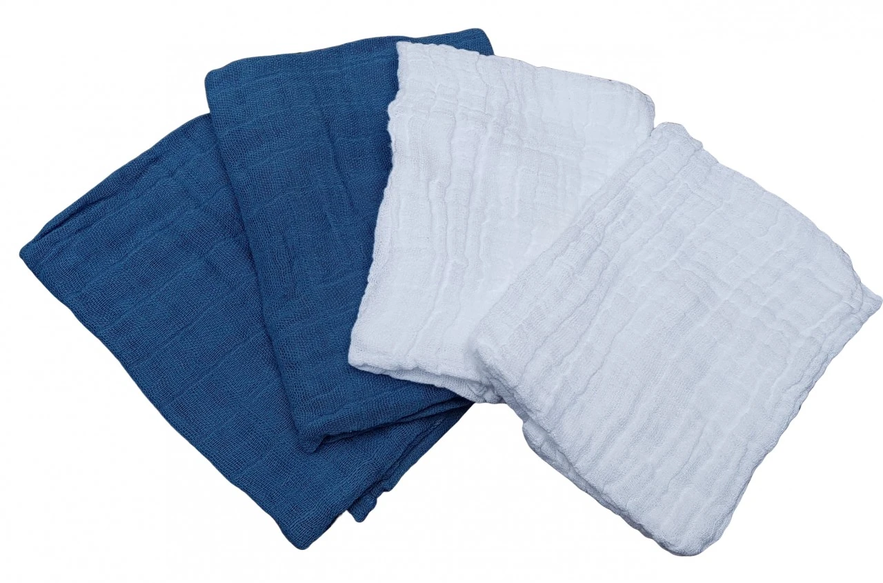 Pippi Mullwindeln Organic 4er Pack Mittelblau/weiß Biobaumwolle 2 Pippi Mullwindeln Organic 4er Pack Mittelblau/weiß Biobaumwolle – Bild 2