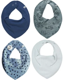 Pippi Baby Halstücher Blue Mix 4er Pack Dreieckstücher