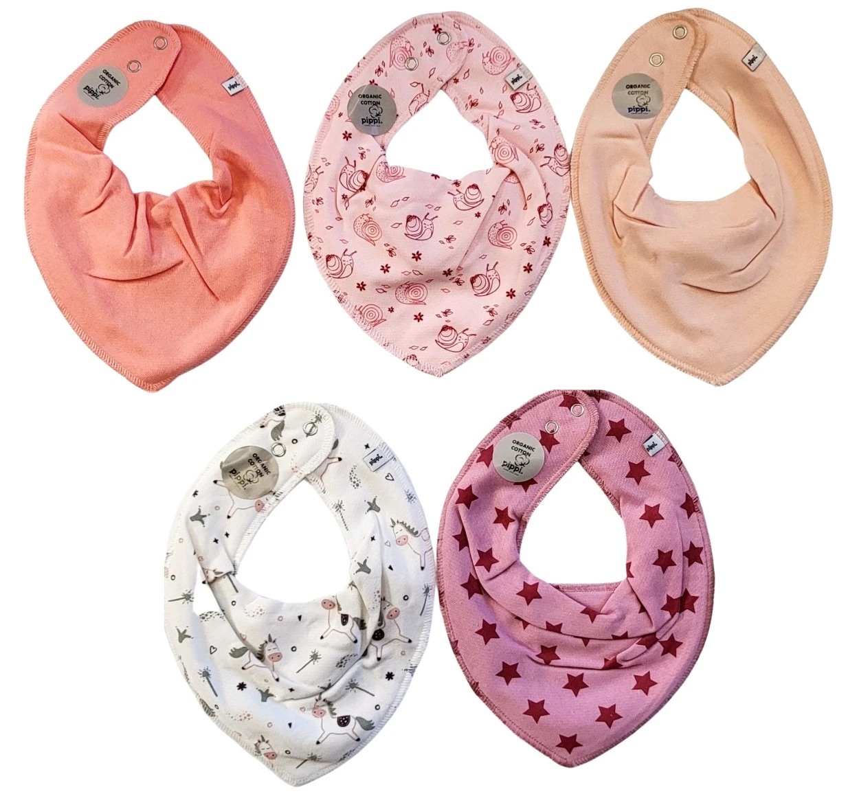 Pippi Mädchen Dreieckstücher 5er Pack Einhorn + Sterne 1 Pippi Mädchen Dreieckstücher 5er Pack Einhorn + Sterne