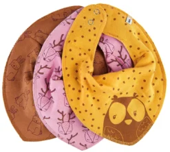 Pippi 3er Set Halstücher Waldtiere Maisgelb Eule, Reh + Häschen
