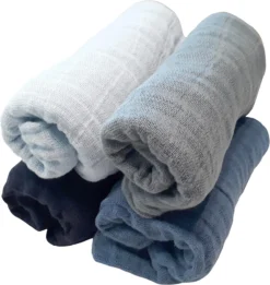 Pippi Babywear Mulltücher Blue Wave 4er Pack Organic Spucktücher