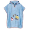 Playshoes Kinder Badeponcho Hellblau Bagger Kapuzen Badeumhang Ökotex100