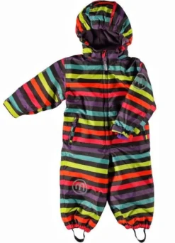 MINYMO Schneeanzug Atmungsaktiv Now12 Rainbow Blockstreifen Braun Skianzug Overall