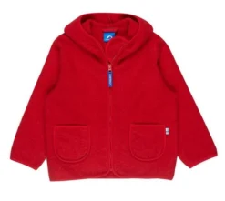 Finkid Tonttu Wool Red Melange / Zip-In Wollfleece Jacke Mit Kapuze