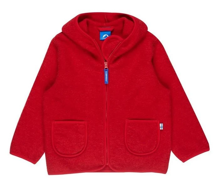 Finkid Tonttu Wool Red Melange / Zip-In Wollfleece Jacke Mit Kapuze 1 Finkid Tonttu Wool Red Melange / Zip-In Wollfleece Jacke Mit Kapuze