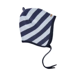 Celavi Wollmütze Blockstreifen Hellblau Strickmütze Mit Bändel